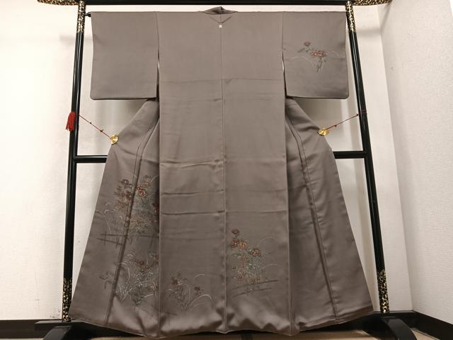 平和屋着物●訪問着 手描き ろうけつ染め 草花文 正絹 逸品 AABC6850ph