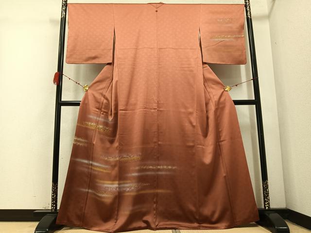 平和屋着物●人間国宝　福田喜三郎　訪問着　霞文　金銀彩　正絹　逸品　AABC6856ph