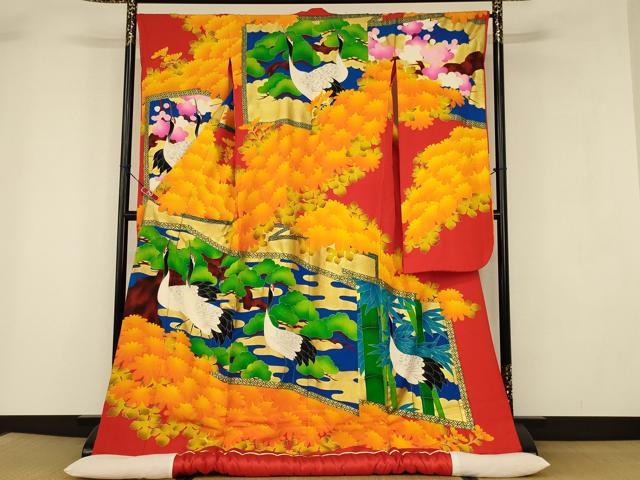 平和屋本店▼色打掛　和装　婚礼　結婚式　花嫁　神社挙式　群れ鶴屏風文　金彩　逸品　AABF8280ou...