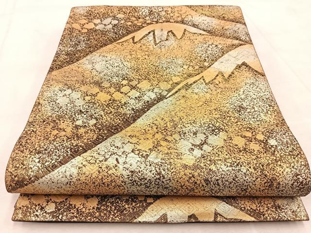 平和屋着物◎六通柄袋帯 重ね山文 金銀糸 正絹 逸品 BAAU9896yc