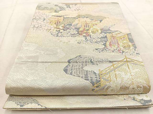 平和屋着物◎六通柄袋帯　王朝煙霞文　金銀糸　正絹　逸品　BAAU9935yc