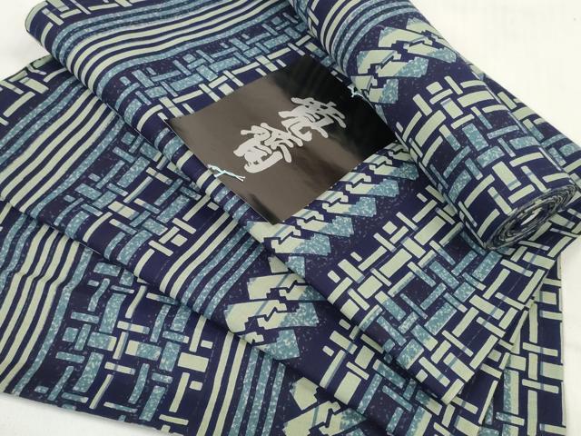 平和屋着物＊夏物　男性　世界的ファッションデザイナー　山本寛斎　kansaiブランド　浴衣　反物　着尺　間道　綿　未使用　DABC1364zzz