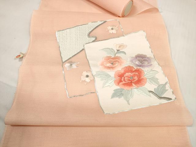 乐天商城 - 平和屋着物＊夏物　名古屋帯　帯反物　駒刺繍　総刺繍　色紙重ね花文　銀糸　高島屋扱い　逸品　未使用　DABC1367zzz