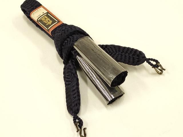 平和屋着物▼男性　和装小物　羽織紐3点セット　紺　丸組・平組　切り房　正絹　逸品　未使用　AABC2722ay