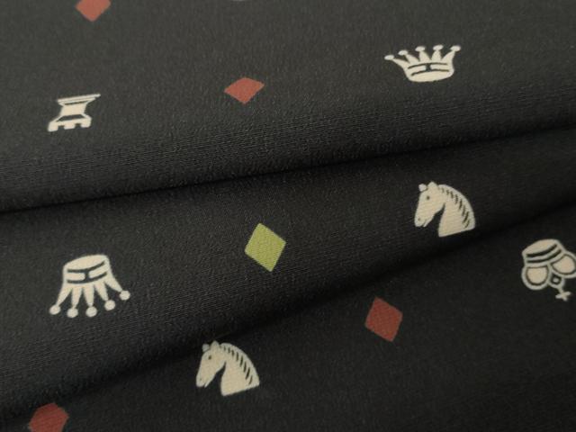 平和屋着物●小紋　チェス柄　洗える着物　未使用　AABD6337cs