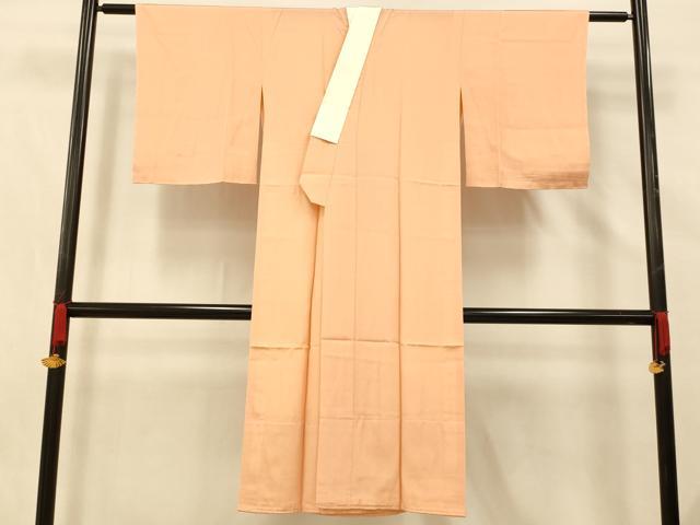 平和屋着物■長襦袢　無双仕立て　縞地紋　赤香色　正絹　逸品　AABE8694fw