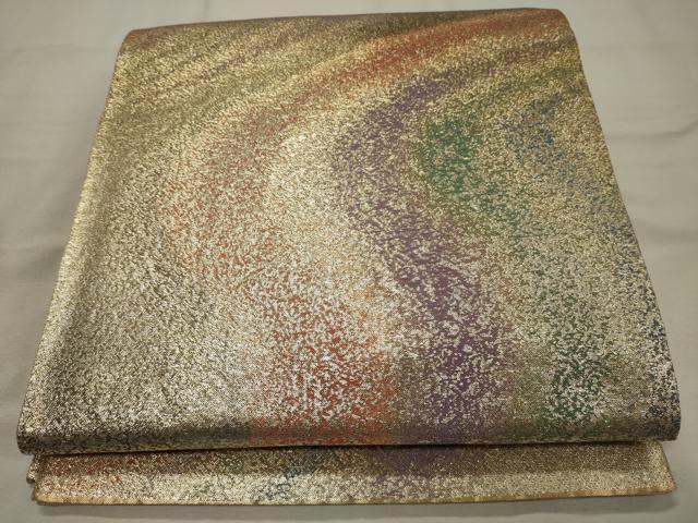 平和屋着物◎六通柄袋帯　霞文　金糸　正絹　逸品　CAAX9193oy