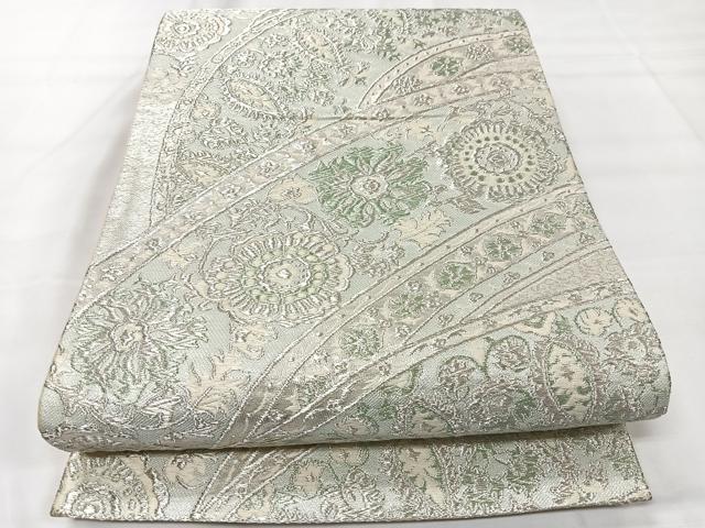 平和屋着物◎六通柄袋帯　唐織　花唐草文　銀糸　正絹　逸品　CAAX9871xe
