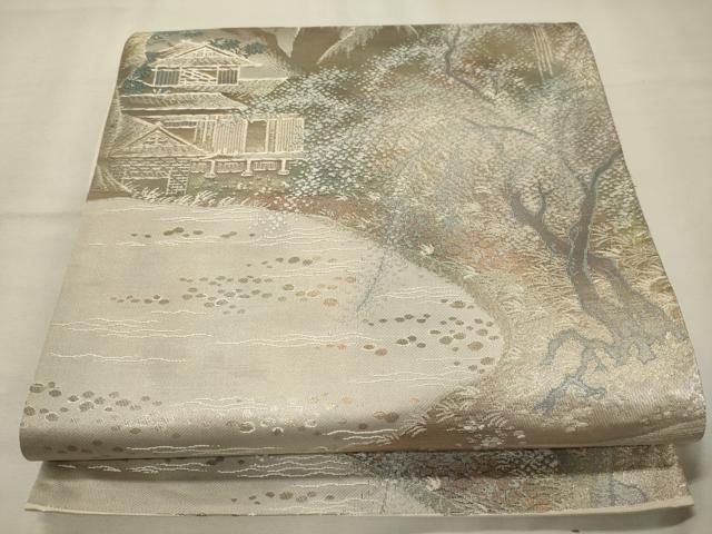 Rakuten - 平和屋着物◎六通柄袋帯　秋景山水文　銀糸　正絹　逸品　CAAY3214oy
