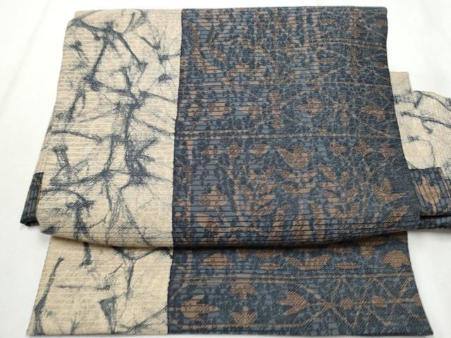 平和屋着物●つけ帯　草花間道　正絹　逸品　CABB0475hy