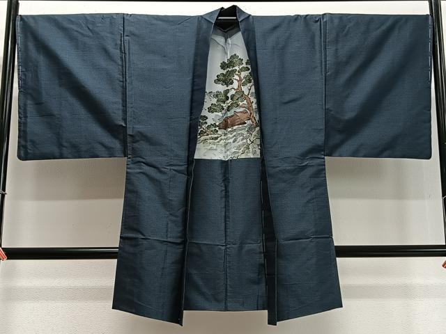 平和屋着物∞男性　長羽織　本場大島紬　80亀甲　総詰め　正絹　逸品　未使用　CABD4499ua