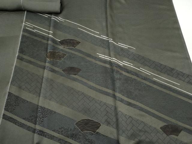 平和屋着物▼羽織・コート　解き反物　羽尺　地紙花文　逸品　DABC7462we