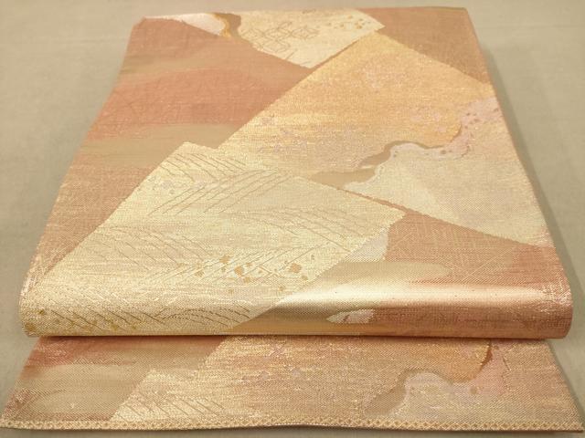 平和屋着物◎六通柄袋帯　流水文　天平綾織　金糸　正絹　逸品　AABB4043dt