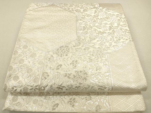 Rakuten - 平和屋着物◎六通柄袋帯 唐織 亀甲花文 銀糸 正絹 逸品 CAAW9286qe