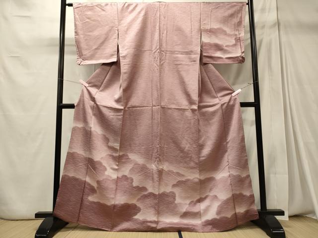 Full-Length Under-Kimono - 平和屋着物■訪問着　雲取り文　暈し染め　正絹　逸品　CABD6683oy