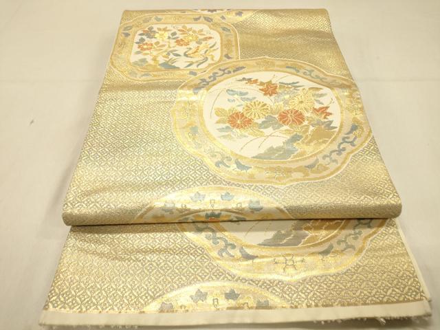 Rakuten - 平和屋着物◎六通柄袋帯　絵皿花鳥文　金糸　正絹　逸品　DAAX6464jm