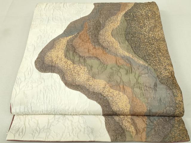 平和屋着物◎博多織　鵬翔　全通柄袋帯　ふくれ織　道長文　正絹　逸品　DAAX7086qp