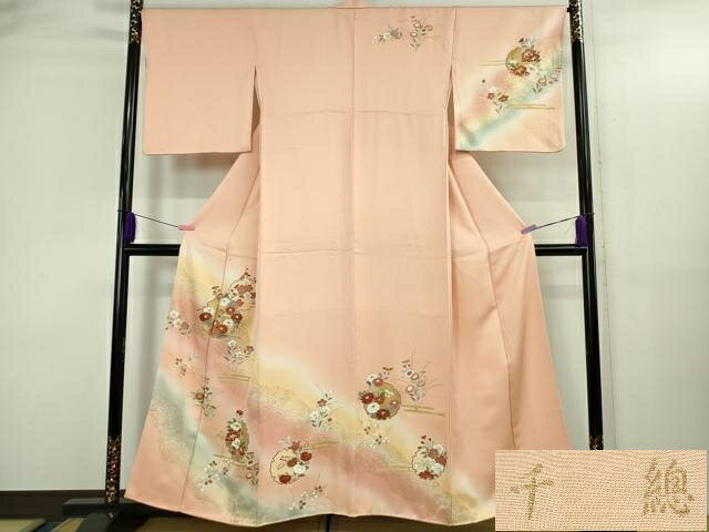 平和屋本店●極上　創業460年・千總　訪問着　雪輪草花文　虹色地　暈し染め　金彩　反端付き　逸品　DZAB3421kh6