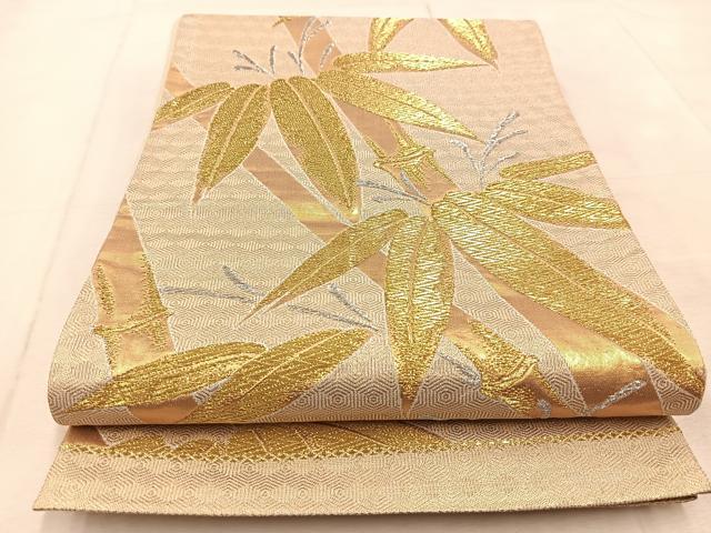 Rakuten - 平和屋着物◎六通柄袋帯 笹竹文 金銀糸 正絹 逸品 BAAU9686yc