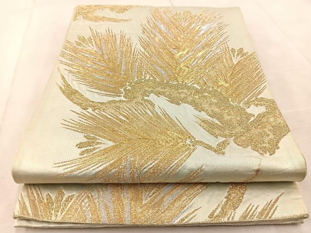 平和屋着物◎六通柄　京袋帯　若松葉　金銀糸　正絹　逸品　BAAU9733yc