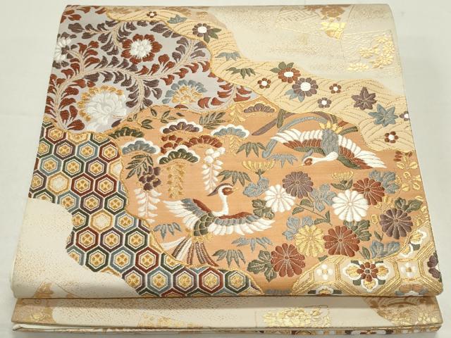 平和屋着物◎六通柄袋帯　唐織　慶長典雅文　金糸　正絹　逸品　CAAZ1210ou