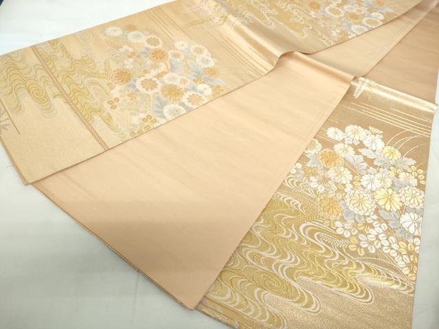 平和屋の平和屋着物◎六通柄袋帯 流水草花文 金銀糸 正絹 逸品 DABE0557qa｜アングル3