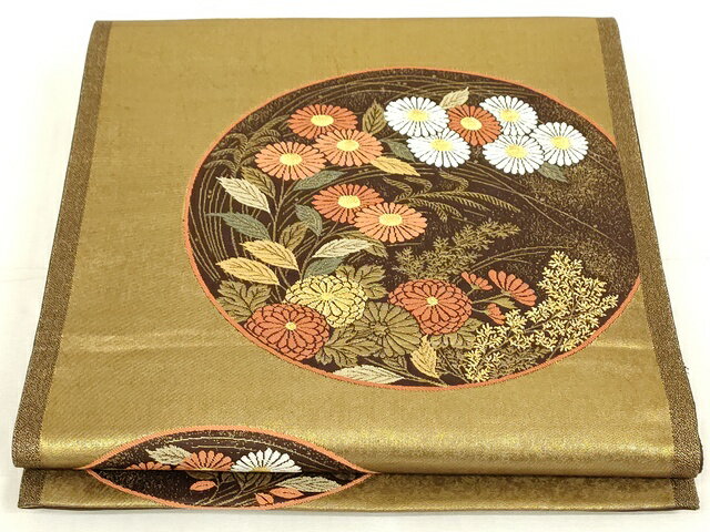 平和屋着物◎六通柄袋帯　花丸文　金糸　引箔　正絹　逸品　AAAM0902Atn