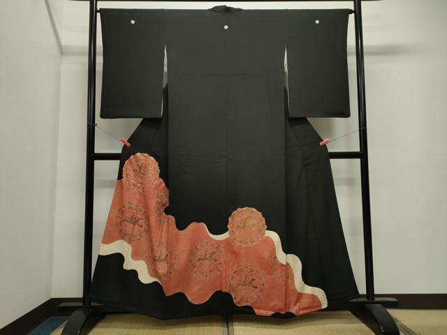 平和屋着物■豪華黒留袖 駒刺繍 道長花鳥文 正絹 逸品 CAAV4283in