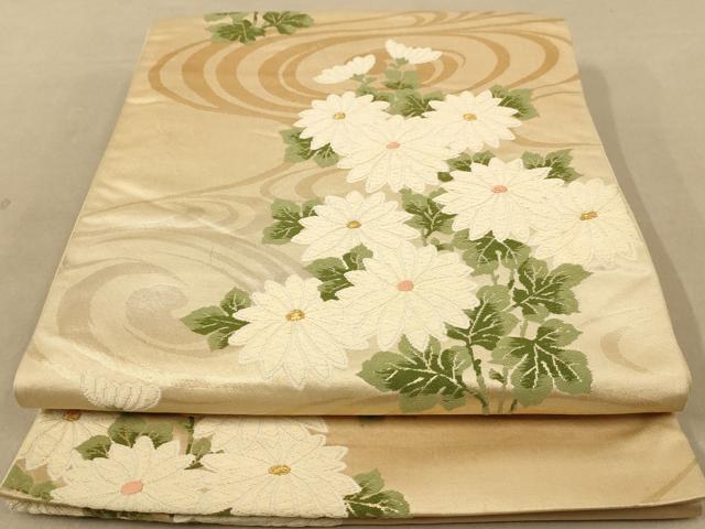 平和屋着物◎六通柄袋帯　唐織　草花文　金糸　正絹　逸品　AABB3983dt