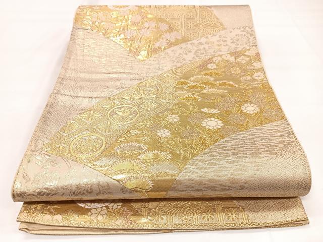 平和屋着物◎六通柄袋帯　地紙吉祥花文　金糸　正絹　逸品　CAAX9850xe