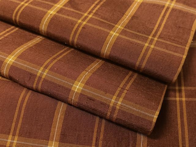 Rakuten - 平和屋着物●上質な紬　格子柄　正絹　逸品　CABA4728vp