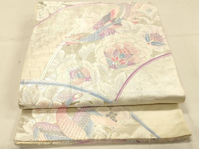 Other - 平和屋着物◎六通柄袋帯　唐織　更紗孔雀花文　銀糸　正絹　逸品　DAAX6381jm