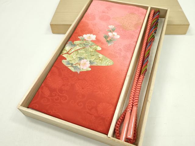 平和屋着物●和装小物　帯締め・帯揚げセット　振袖用　枝花吉祥文　暈し染め　金彩　丸組　逸品　未使用　CAAZ6044ju(4)