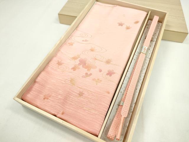 平和屋着物●和装小物　帯締め・帯揚げセット　流水花文　暈し染め　金彩　ラメ糸　逸品　未使用　CAAZ6..