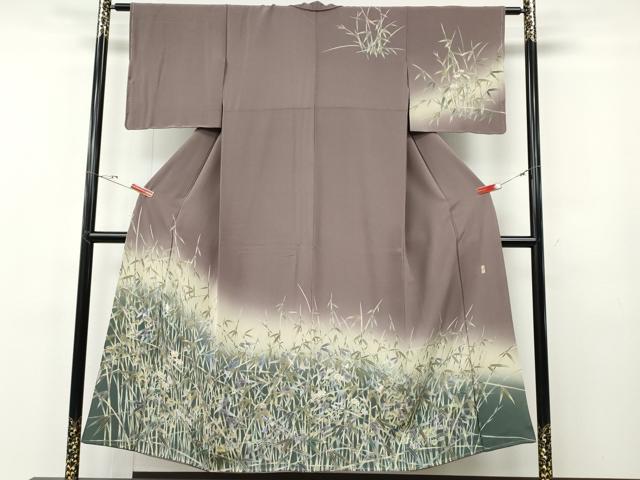平和屋着物●十日町友禅作家　林静穂　訪問着　霞文　暈し染め　銀通し地　正絹　逸品　未使用　AABH7264cs 平和屋着物○十日町友禅作家 林静穂 訪問着 風景文 暈し染め 正絹 逸品