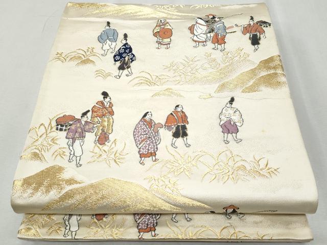 平和屋着物◎六通柄袋帯 唐織 人物文 金糸 正絹 逸品 CAAY5889fb