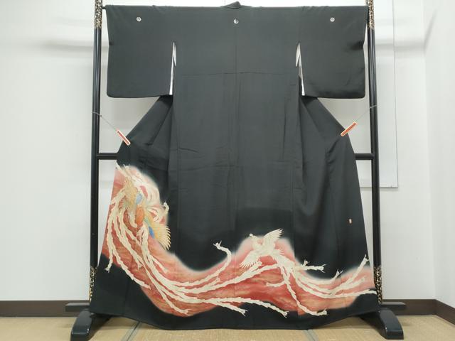 平和屋着物■豪華黒留袖 作家物 駒刺繍 鳳凰 金彩 正絹 逸品 CABF1675th