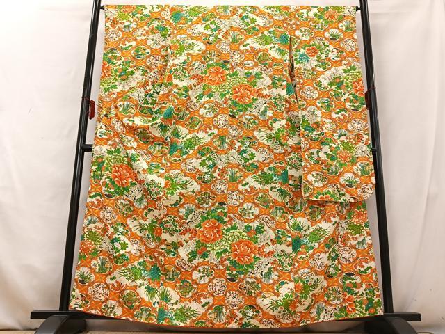 平和屋着物■豪華振袖　天井吉祥花文　金彩　正絹　逸品　AABD6796uw