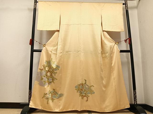 Rakuten - 平和屋着物●色留訪問着　駒刺繍　亀甲草花文　金彩　正絹　逸品　AABJ9352ph