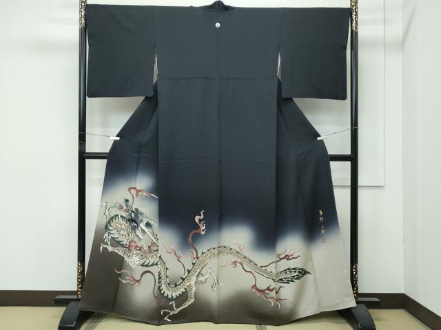 Uramono - 平和屋本店●極上　染色作家　草野一騎　色留袖　手描き　龍　暈し染め　蝋色地　健勝苑扱い　逸品　CZAA4825s6
