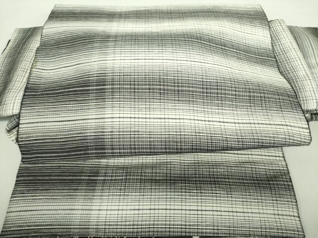 平和屋着物●つけ帯 格子 銀糸 正絹 逸品 DABA1860ps