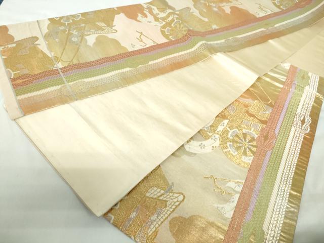平和屋着物◎六通柄袋帯　唐織　御所車江戸紐文　金銀糸　正絹　逸品　DABE0576qa heiwaya-11116047 平和屋 サンプル画像3