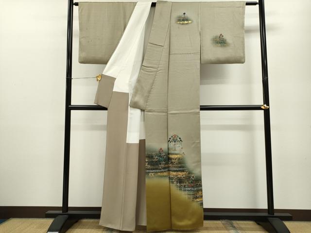 平和屋着物▼訪問着　螺鈿　動物草花文　金銀彩　正絹　逸品　CAAY6330ze