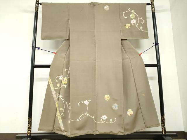 平和屋着物●訪問着　作家物　草花丸文　金彩　正絹　逸品　DABB0942ud