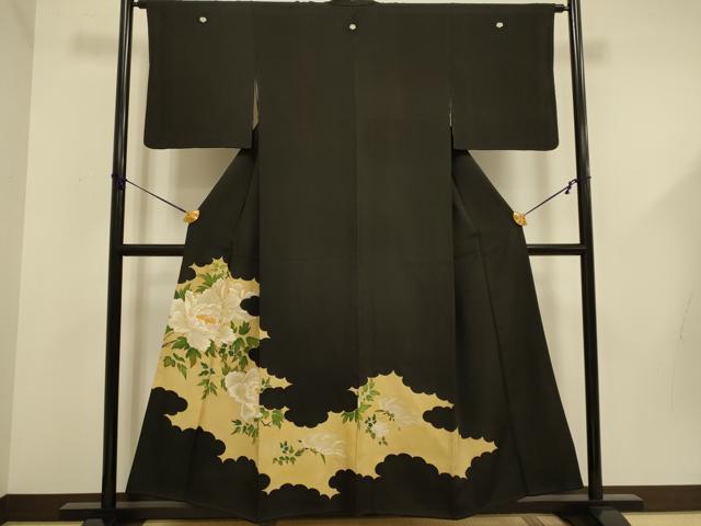 乐天商城 - 平和屋着物■豪華黒留袖　駒刺繍　草花文　金彩　正絹　逸品　DABD6191du