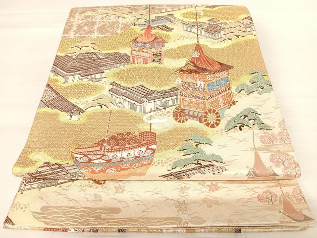 樂天商城 - 平和屋着物◎太鼓柄袋帯　唐織　優都里　金糸　正絹　逸品　AABB6096yx