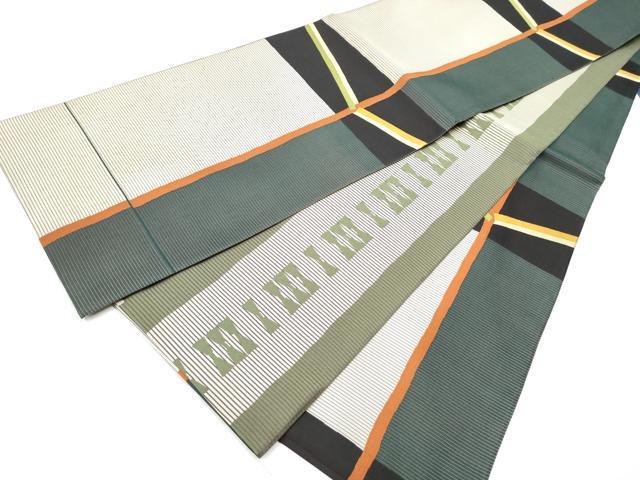 平和屋着物●両面 全通柄袋帯 紹巴全通織 幾何学文様 正絹 逸品 CABD0645hy