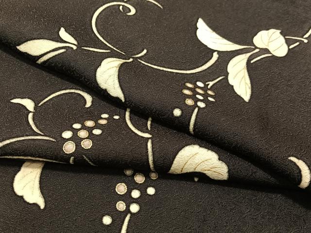 Kimono - 平和屋着物●上質な小紋　葡萄唐草文　金彩　正絹　逸品　CABC2670vp