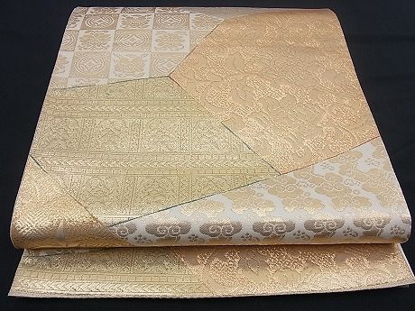 平和屋着物■六通柄袋帯　切嵌吉祥花文　金糸　逸品　n-ea0203