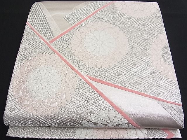 平和屋着物■六通柄袋帯 唐織 吉祥花文 銀糸 逸品 n-fw1439